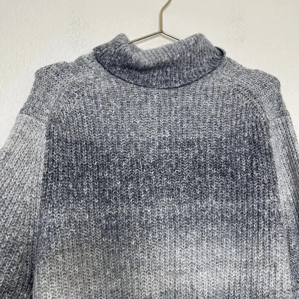 Open Edit Sweater Mens Size XXL Turtleneck Ombre Grey Spacedye Knit Pullover